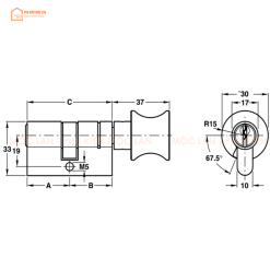 Cấu Tạo Ruột Khóa 1 Đầu Vặn 1 Đầu Chìa 66mm Hafele